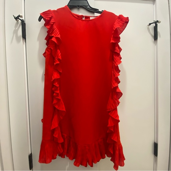 Red Ruffle Mini Dress - Picture 2 of 5